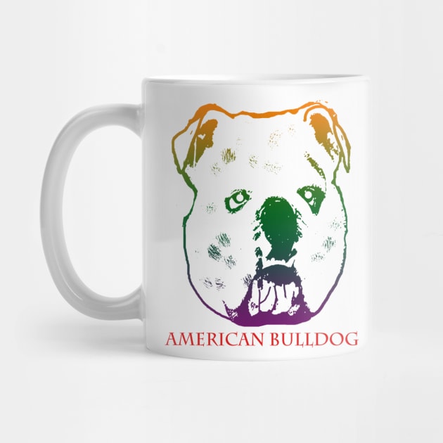 The american bulldog head is Violet, Green, Orange by best seller shop